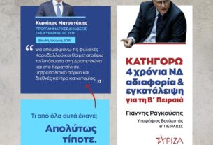 Γιάννης Ραγκούσης: 4 χρόνια κυβερνητικής αδιαφορίας για τη Β Πειραιά