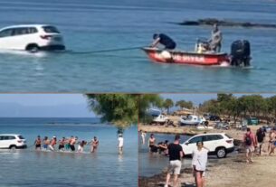 Αίγινα: Οι λουόμενοι διέσωσαν όχημα που...έκανε μπάνιο (βίντεο)