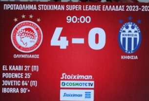 Ολυμπιακός-Κηφισιά 4-0: Τα Highlights του αγώνα (βίντεο)
