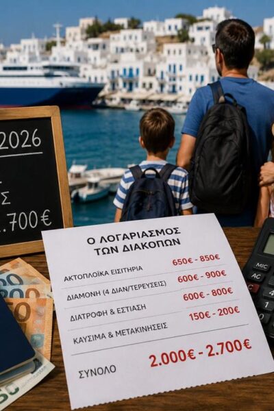 Διακοπές 2026: Έως 2.700€ για 5 ημέρες – Το «απαγορευτικό» καλοκαίρι για τις ελληνικές οικογένειες